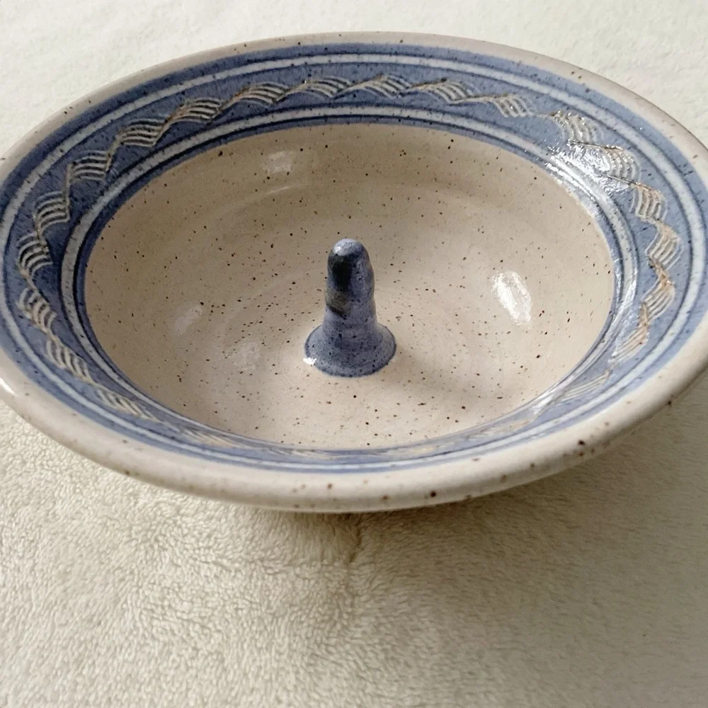 Vintage Studio Pottery Ring Holder Dish Signed Jamestown RI 1990